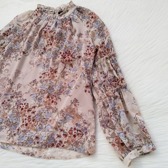 VICI Floral Ruffled High Neck Boho Blouse Top | S - Picture 7 of 12